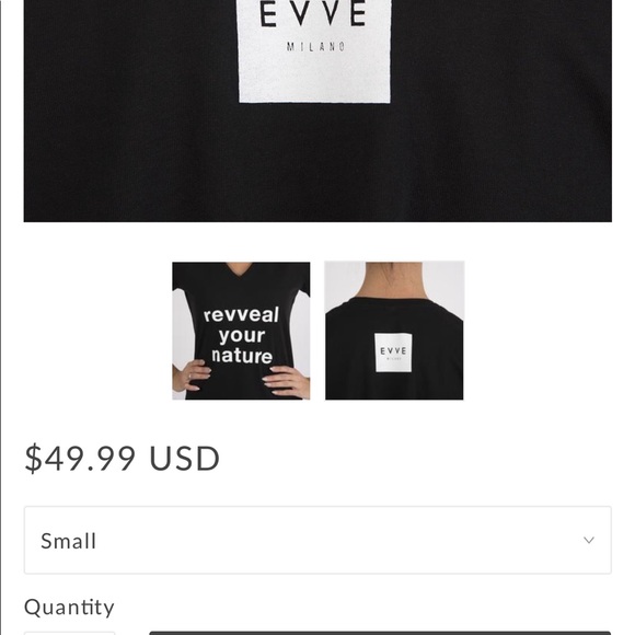EVVE Milano T-shirt. Size Small - Picture 2 of 4